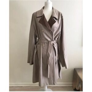 ROBERTO QUAGLIA 100% Silk Trench Coat Double Breasted Belted Sz 2XL Switzerland